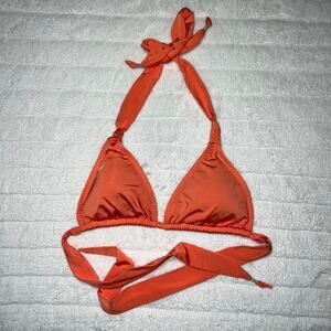 Athleta Orange Tie Triangle Bikini Swim Top